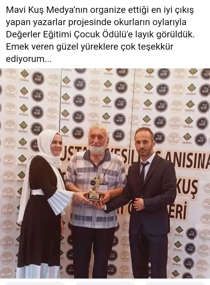 ALİ ÖZKANLI ÖDÜLÜNÜ ALDI