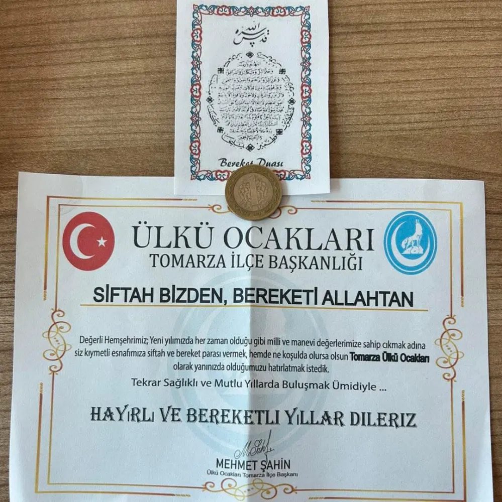 TOMARZA ÜLKÜ OCAKLARINDAN ESNAFA SİFTAH PARASI 