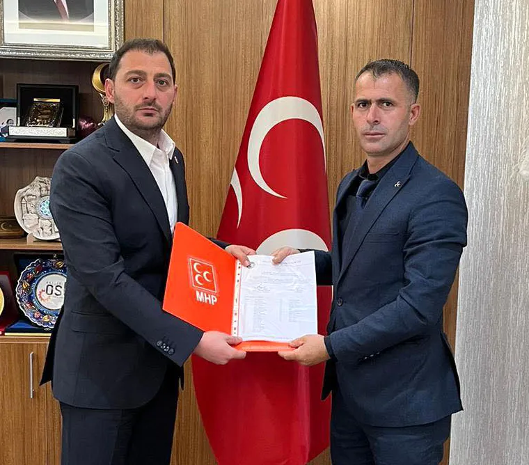 MHP PINARBAŞI İLÇE BAŞKANI MAĞARA, YETKİ BELGESİNİ ALDI