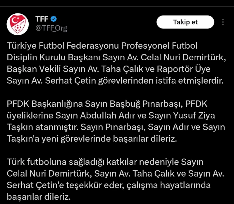 PFDK Başkanlığı’na Başbuğ Pınarbaşı atandı
