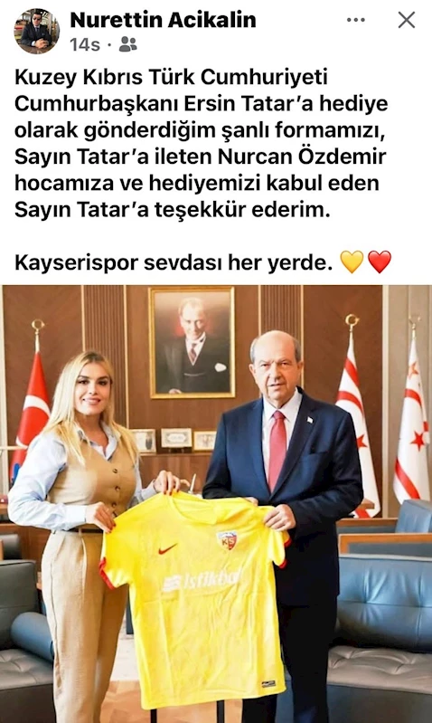 KKTC Cumhurbaşkanı Tatar’a Kayserispor forması

